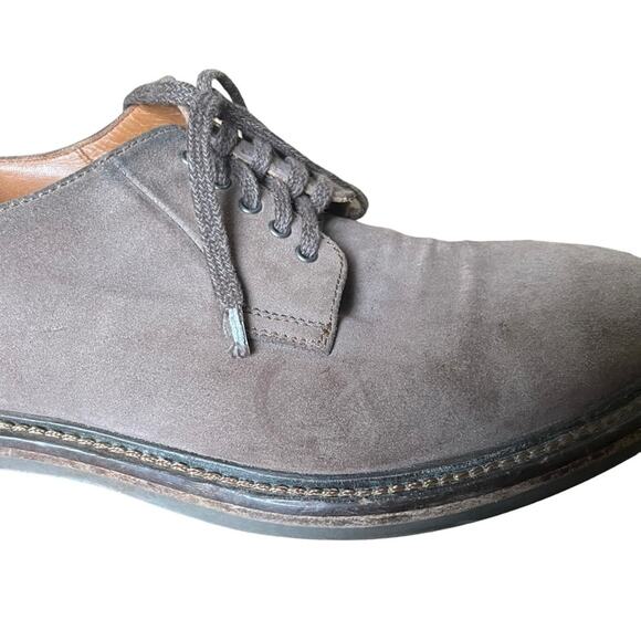 Aquatalia Men\'s Suede Leather Oxford Derby Taupe Brown Dress Shoes Size 11